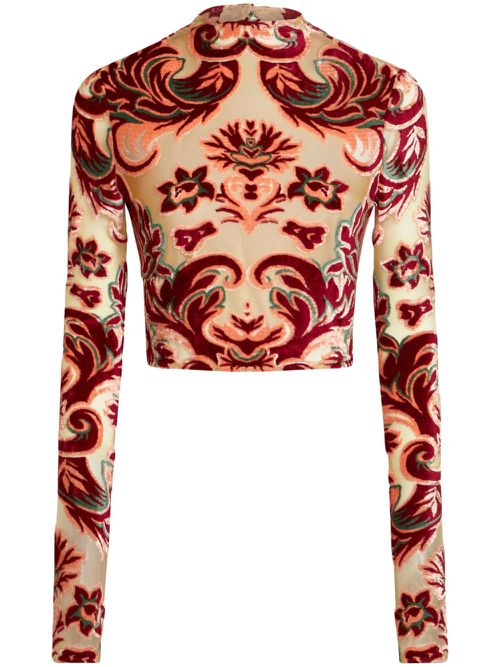 Patterned-jacquard tulle top - Neutrals