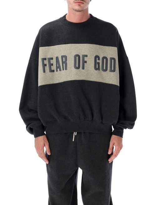 Relaxed Cropped Fleece Sweatshirt with Puff-Printed Branding