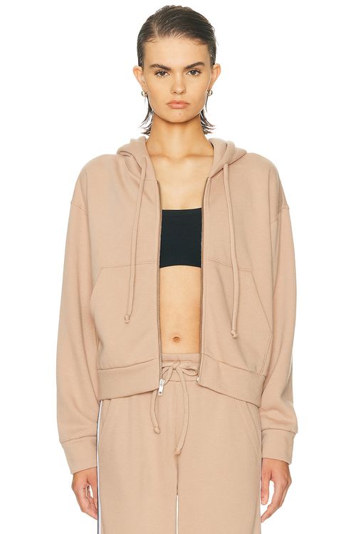 YEAR OF OURS Locker Room Zip Up Hoodie in Taupe & Black - Taupe.  XS also in L