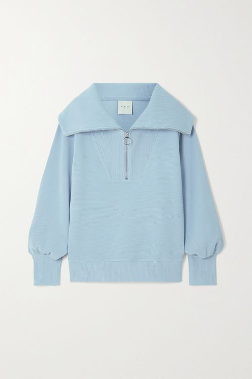 Vine Ribbed Cotton-blend Jersey Sweatshirt - Blue
