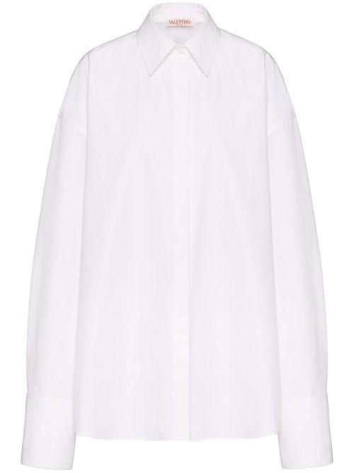 Open-back poplin shirt - White