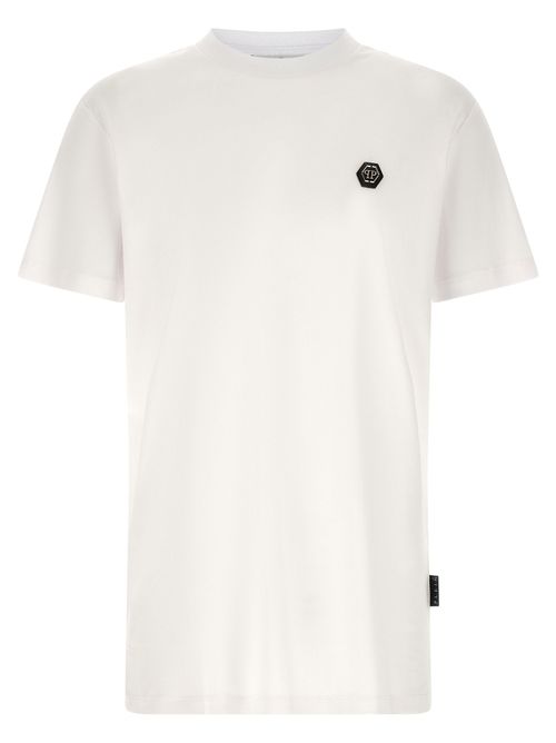 Hexagon-Patch Cotton T-Shirt — White