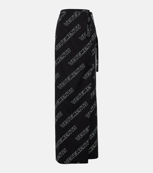 Logo cotton wrap skirt