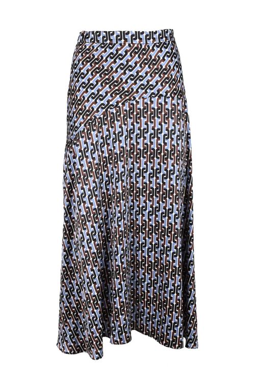 Black Chain Viscose Long Midi Skirt