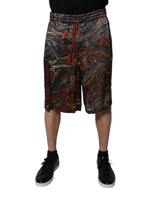 Marble Print Bermuda Shorts — Multicolor