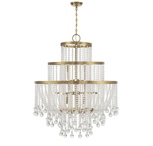 Warm Brass 15 Light Chandelier from the Luna Collection