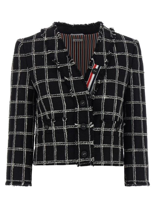 Windowpane Check Blazer — Black