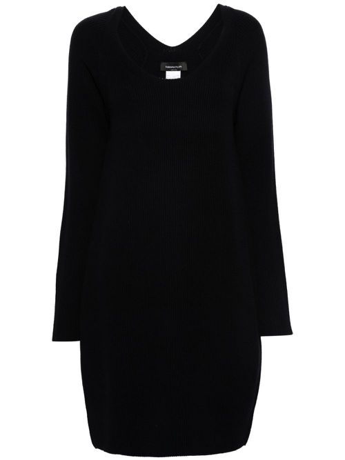Long-sleeve knitted dress - Blue