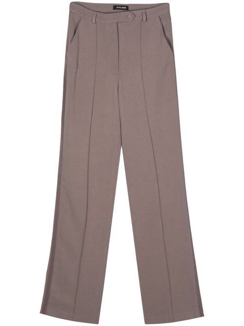 Grosgrain-trim straight trousers - Grey