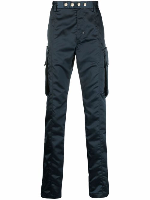 High-shine slim-cut trousers - Blue