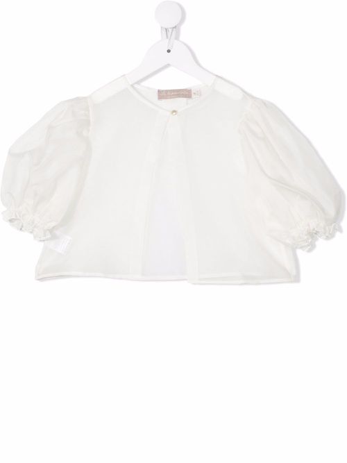 Puff-sleeved silk bolero - Neutrals