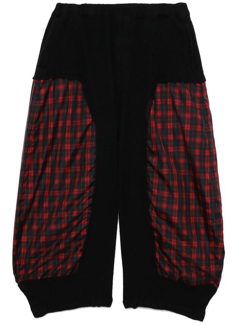 Tartan-check panel trousers