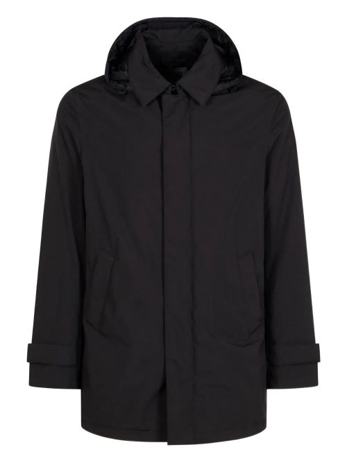 Hooded Technical Coat — Black