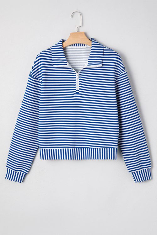 Reign Zip Collar Pullover Long Sleeve Top