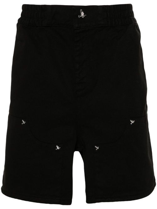 Stud-embellished cotton bermuda shorts - Black