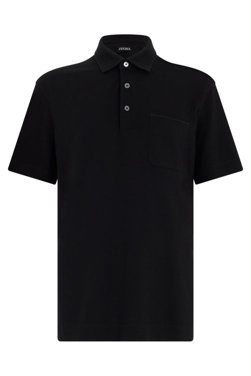 Black Solid Shirt Collar Polo