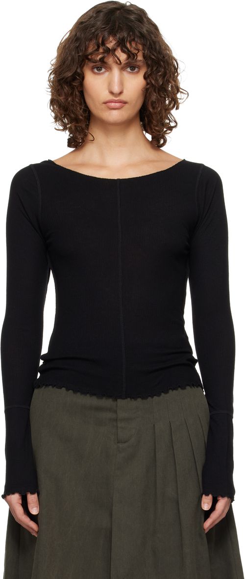Black LS Flatlock T-shirt