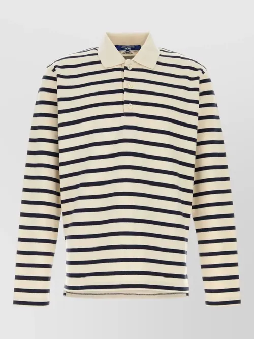 Junya Watanabe - oversize cotton polo shirt long sleeves striped