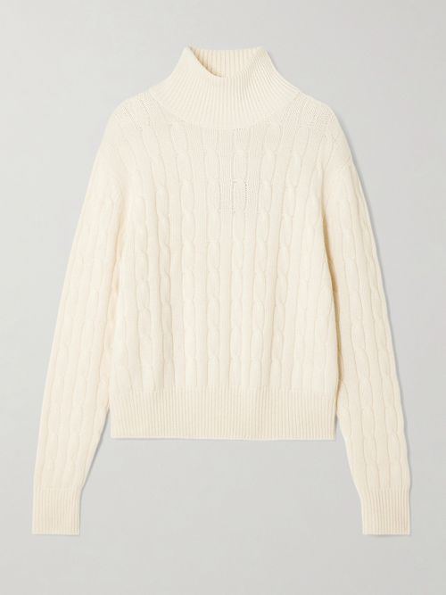 Patrizia Cable-knit Cashmere Turtleneck Sweater - Ivory