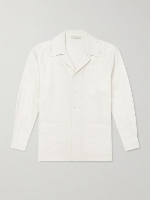Camp-Collar Silk-Gauze Shirt