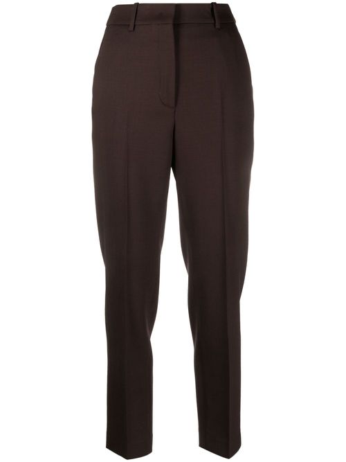 High-waisted tailored trousers - Brown