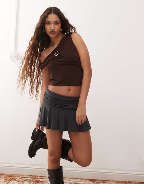 Weekday mini flippy skirt in black