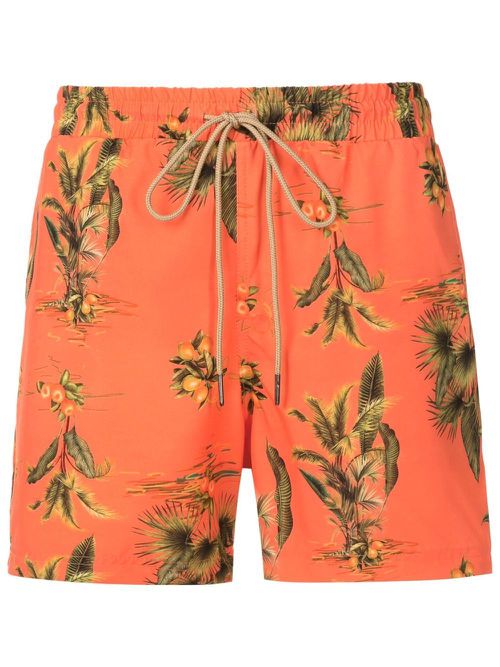 Leaf-print swimming shorts - Orange