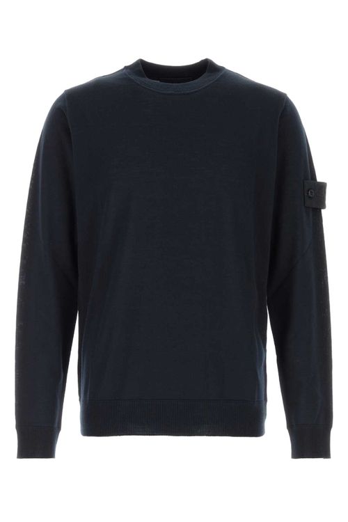 Virgin Wool Crew-Neck Sweater — Navy