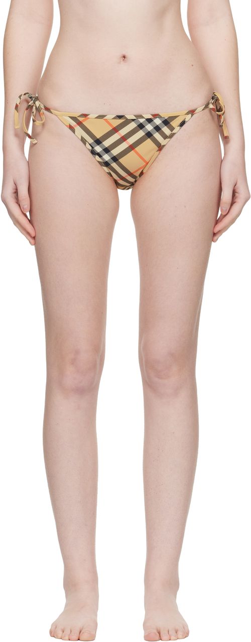 Beige Check Bikini Bottom