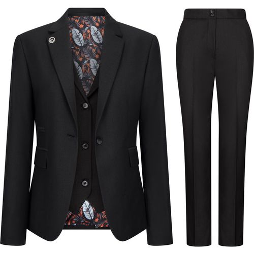 TruClothing Womens 3 Piece Tailored Fit Plain Black Formal Office Suit