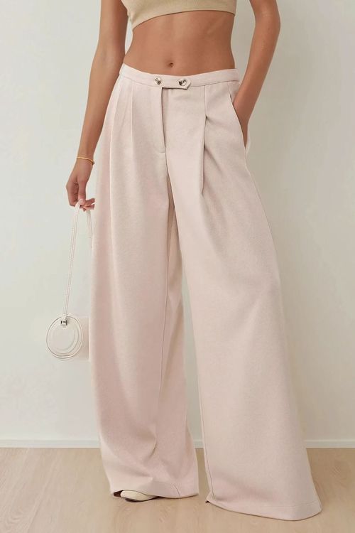 Natural High Waist Wide Leg Relaxed Pants Women