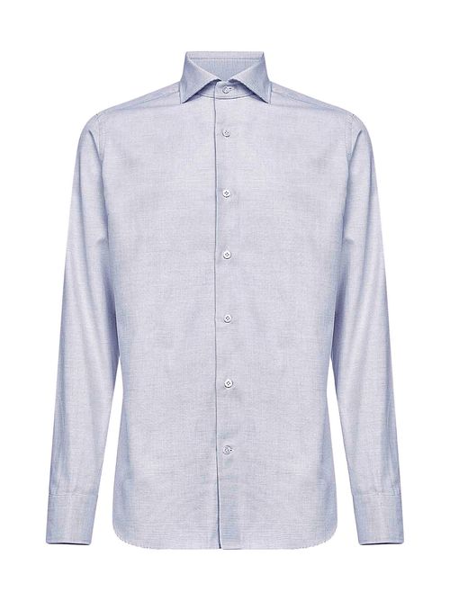 Micro Jacquard Cotton Shirt — Blue