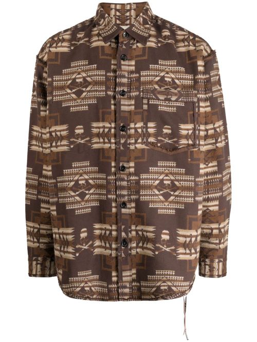 Chimayo jacquard cotton shirt - Brown