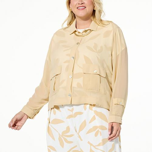 WynneLayers Chiffon Jacket - Ivory/Off White