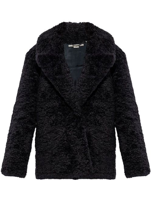 Faux-shearling single-breasted jacket - Black