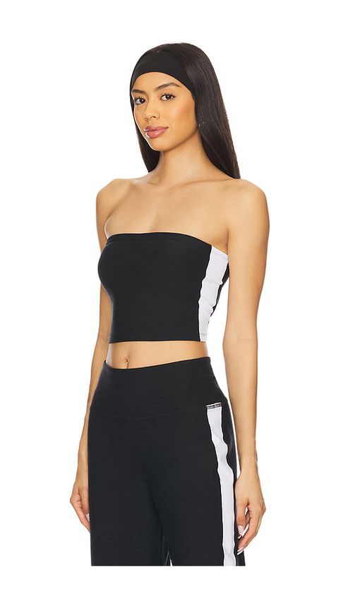 Beyond Yoga Spacedye Strapless Stripe Top in Nocturnal Navy - Navy. L also in