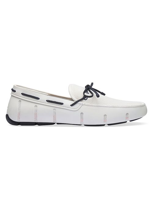 Men's Braided Lace Loafers - White Navy