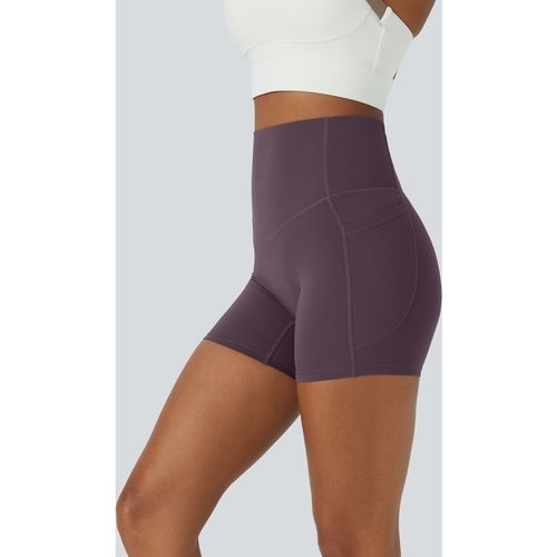 Halara Halara UltraSculpt™ High Waisted Tummy Control Side Pocket Shaping Training Biker Shorts 5'' - Night's Purple