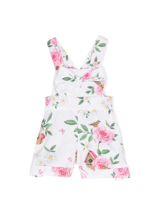 Floral-print cotton shorts - White
