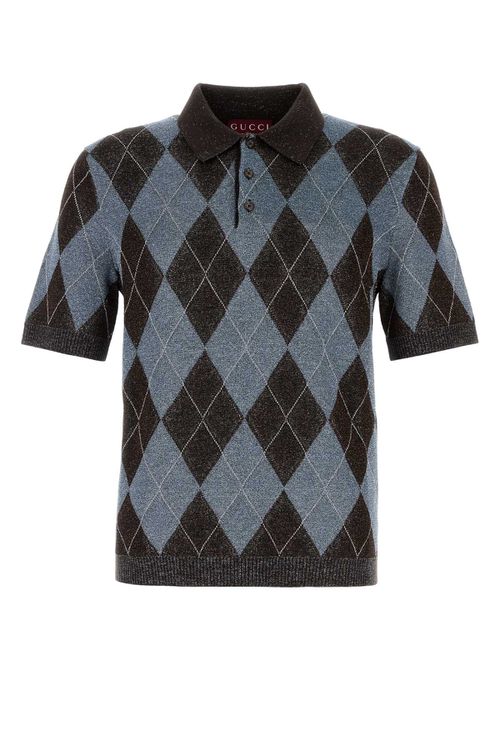 Embroidered Wool Blend Polo Shirt