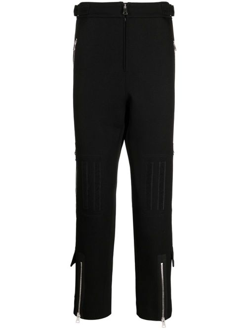 Zip-details wool straight trousers - Black