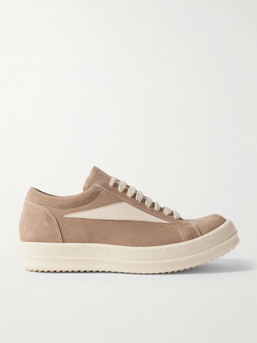 Vintage Leather-trimmed Suede Sneakers - Neutrals