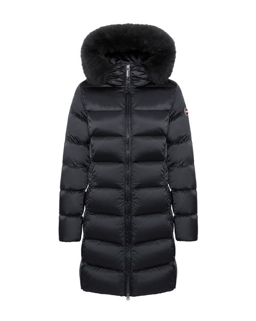 Detachable Faux-Fur Trim Down Jacket — Black