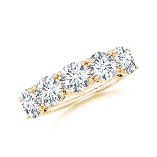 Angara 3.75 CTW Lab-Grown Round Diamond Five Stone Classic Anniversary Ring in 18K Yellow Gold