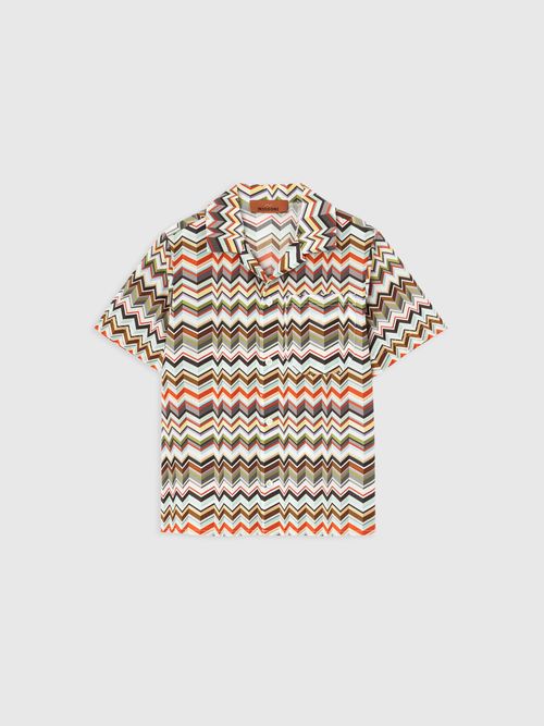 Missoni - Pure cotton shirt with zig zag motif, Girl, Multicoloured