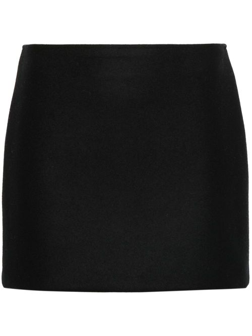 Fleted wool mini skirt - Black