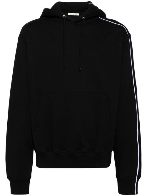 Stripe-detail drawstring hoodie - Black