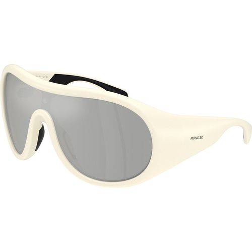 Moncler Unisex Moncler ME8004 CLOCHE 50028V Sunglasses Injected White Grey Pilot Mirror