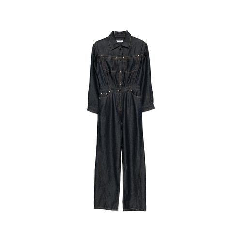 Long-sleeve Denim Jumpsuit