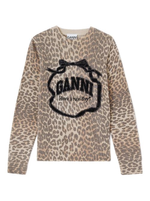 Graphic Print Ribbed Edge Sweater Size S